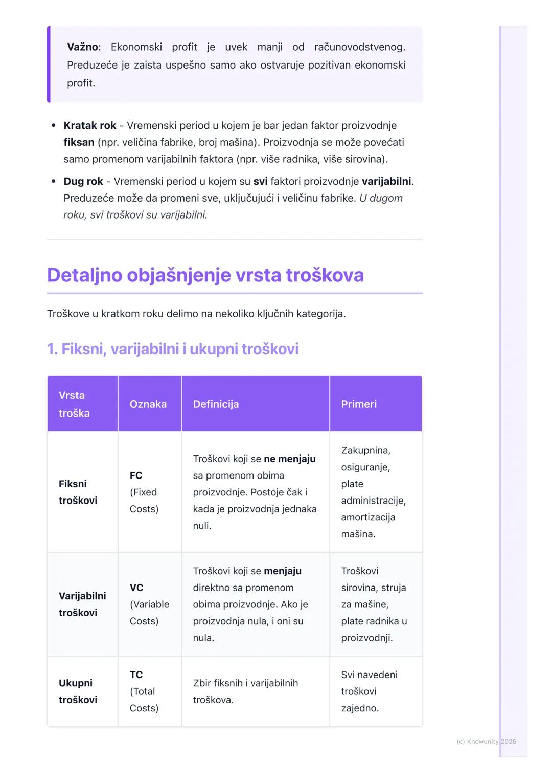 # Troškovi proizvodnje

Uvod u troškove proizvodnje

Svako preduzeće, da bi nešto proizvelo, mora da snosi određene troškove.
Troškovi su vr