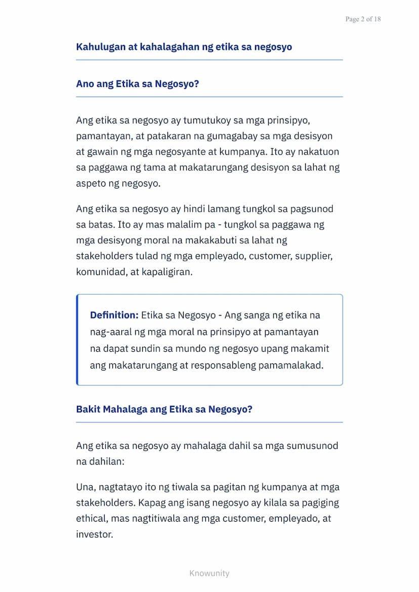 Panimula sa Etika ng Negosyo: Mga Isyu sa Makabagong
Negosyo
Pag-aaral ng mga prinsipyo ng etika sa
negosyo at mga isyu sa kasalukuyan
Mga L