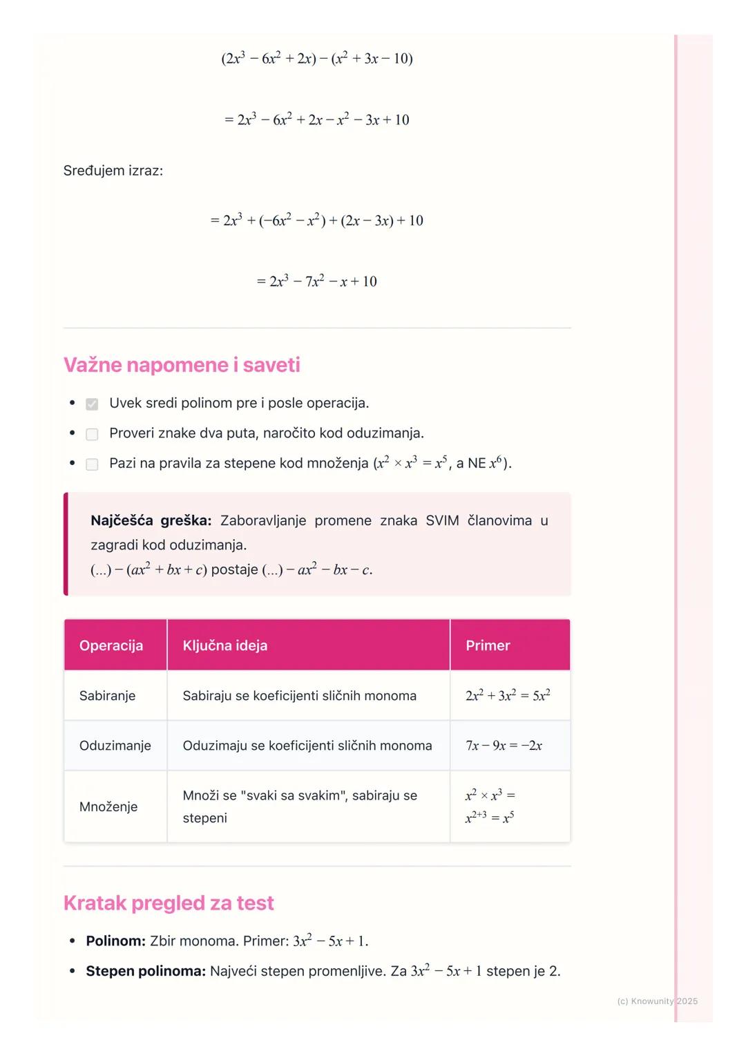# Polinomi jedne promenljive

Šta su polinomi jedne promenljive

Polinomi su algebarski izrazi koji se sastoje od sabiranja i oduzimanja mon