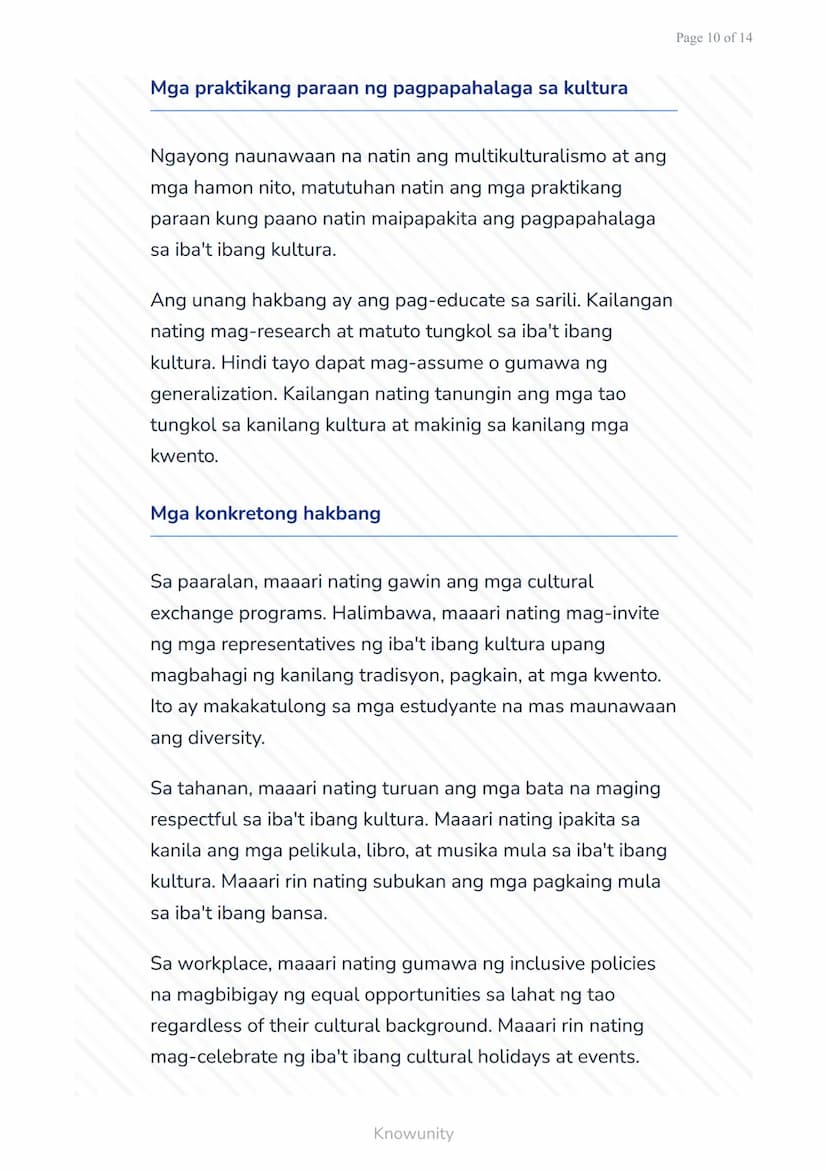 Pagkilala sa Kulturang Pilipino at Pandaigdig:
Multikulturalismo
Pag-unawa sa multikulturalismo at
pagpapahalaga sa pagkakaiba-iba
Mga Layun