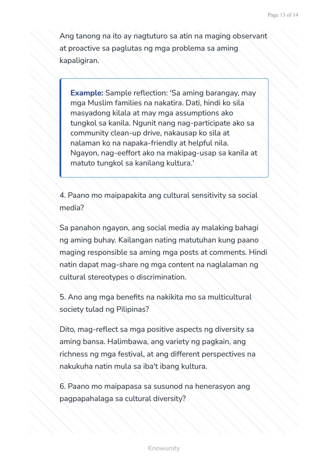 Pagkilala sa Kulturang Pilipino at Pandaigdig:
Multikulturalismo
Pag-unawa sa multikulturalismo at
pagpapahalaga sa pagkakaiba-iba
Mga Layun