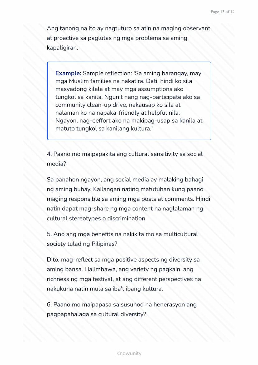 Pagkilala sa Kulturang Pilipino at Pandaigdig:
Multikulturalismo
Pag-unawa sa multikulturalismo at
pagpapahalaga sa pagkakaiba-iba
Mga Layun