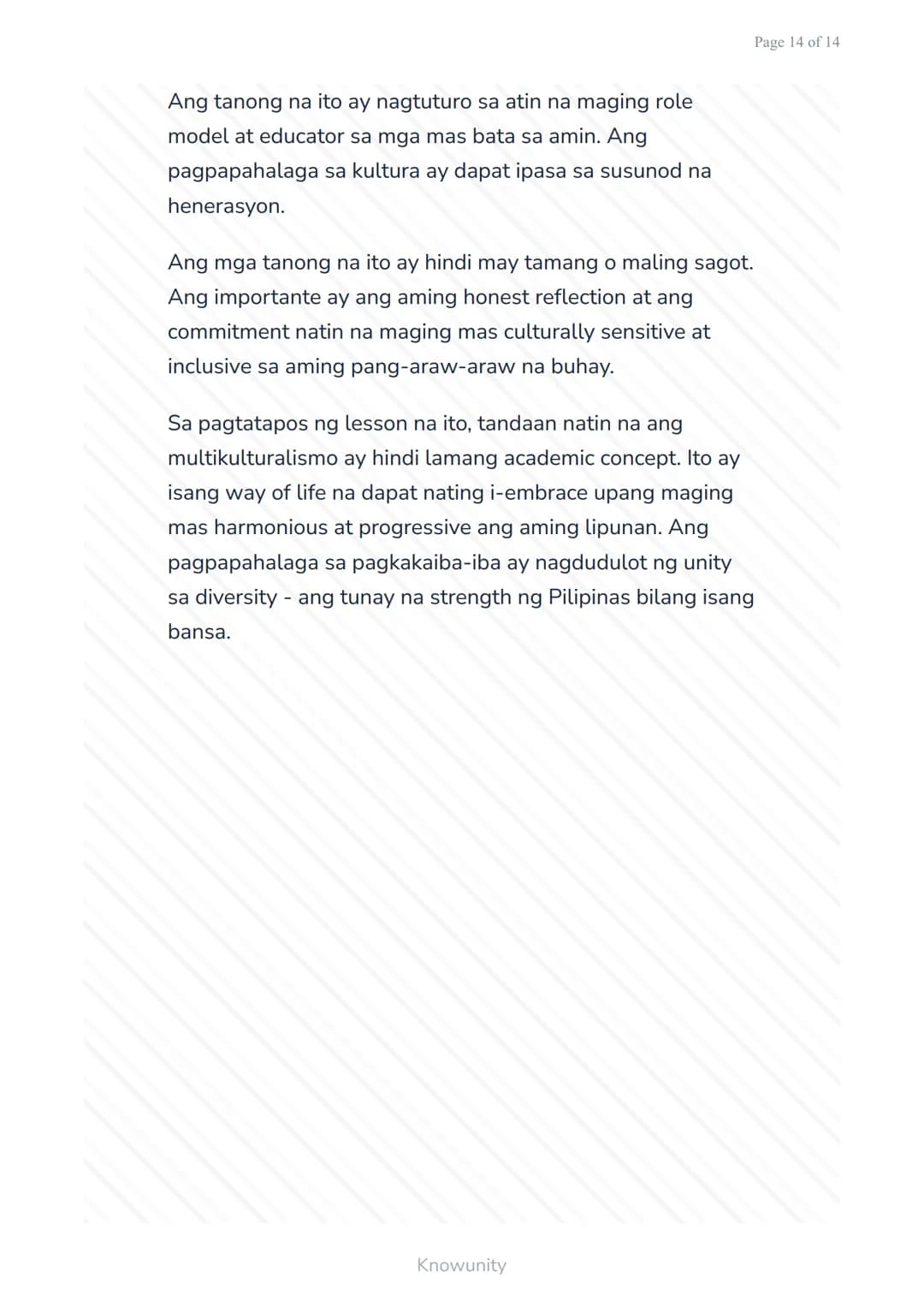 Pagkilala sa Kulturang Pilipino at Pandaigdig:
Multikulturalismo
Pag-unawa sa multikulturalismo at
pagpapahalaga sa pagkakaiba-iba
Mga Layun