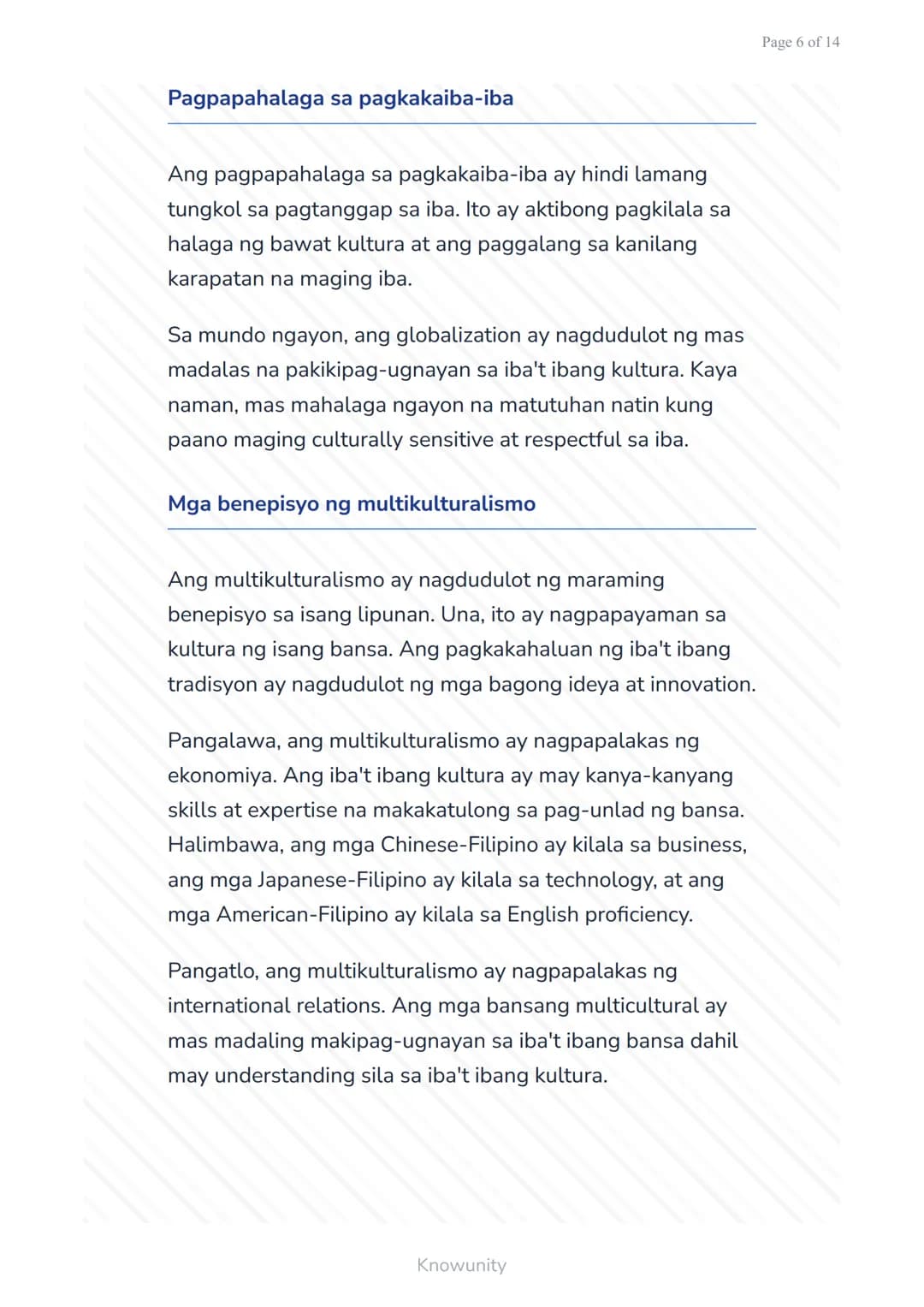 Pagkilala sa Kulturang Pilipino at Pandaigdig:
Multikulturalismo
Pag-unawa sa multikulturalismo at
pagpapahalaga sa pagkakaiba-iba
Mga Layun
