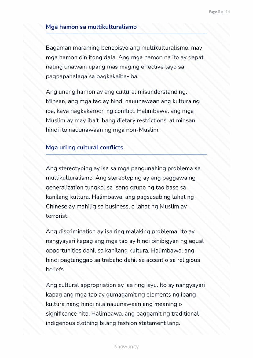 Pagkilala sa Kulturang Pilipino at Pandaigdig:
Multikulturalismo
Pag-unawa sa multikulturalismo at
pagpapahalaga sa pagkakaiba-iba
Mga Layun