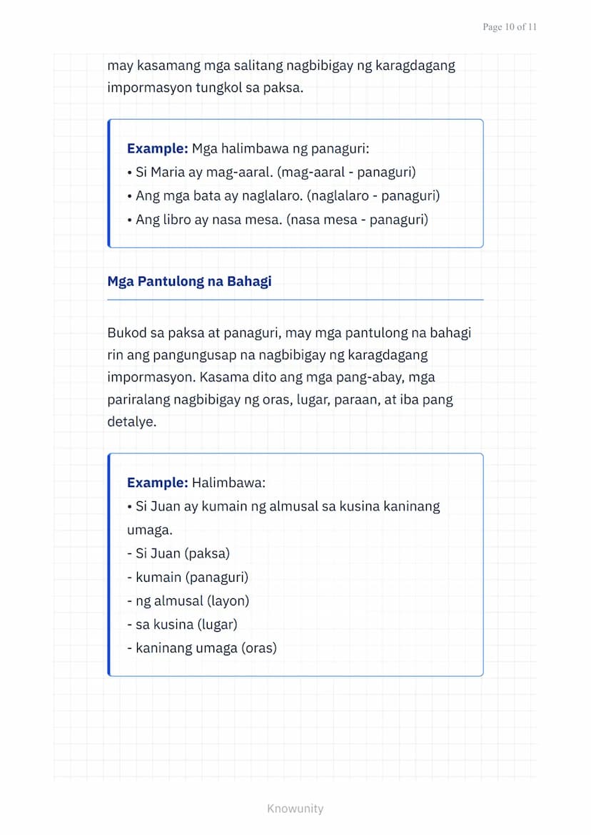 Wika at Estruktura ng Filipino: Balarila - Pangungusap at
Kayarian
Pag-aaral ng mga uri ng pangungusap at
kayarian nito sa wikang Filipino u