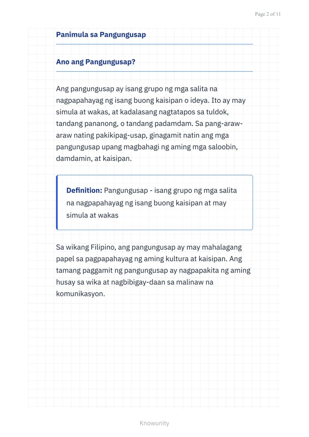 Wika at Estruktura ng Filipino: Balarila - Pangungusap at
Kayarian
Pag-aaral ng mga uri ng pangungusap at
kayarian nito sa wikang Filipino u