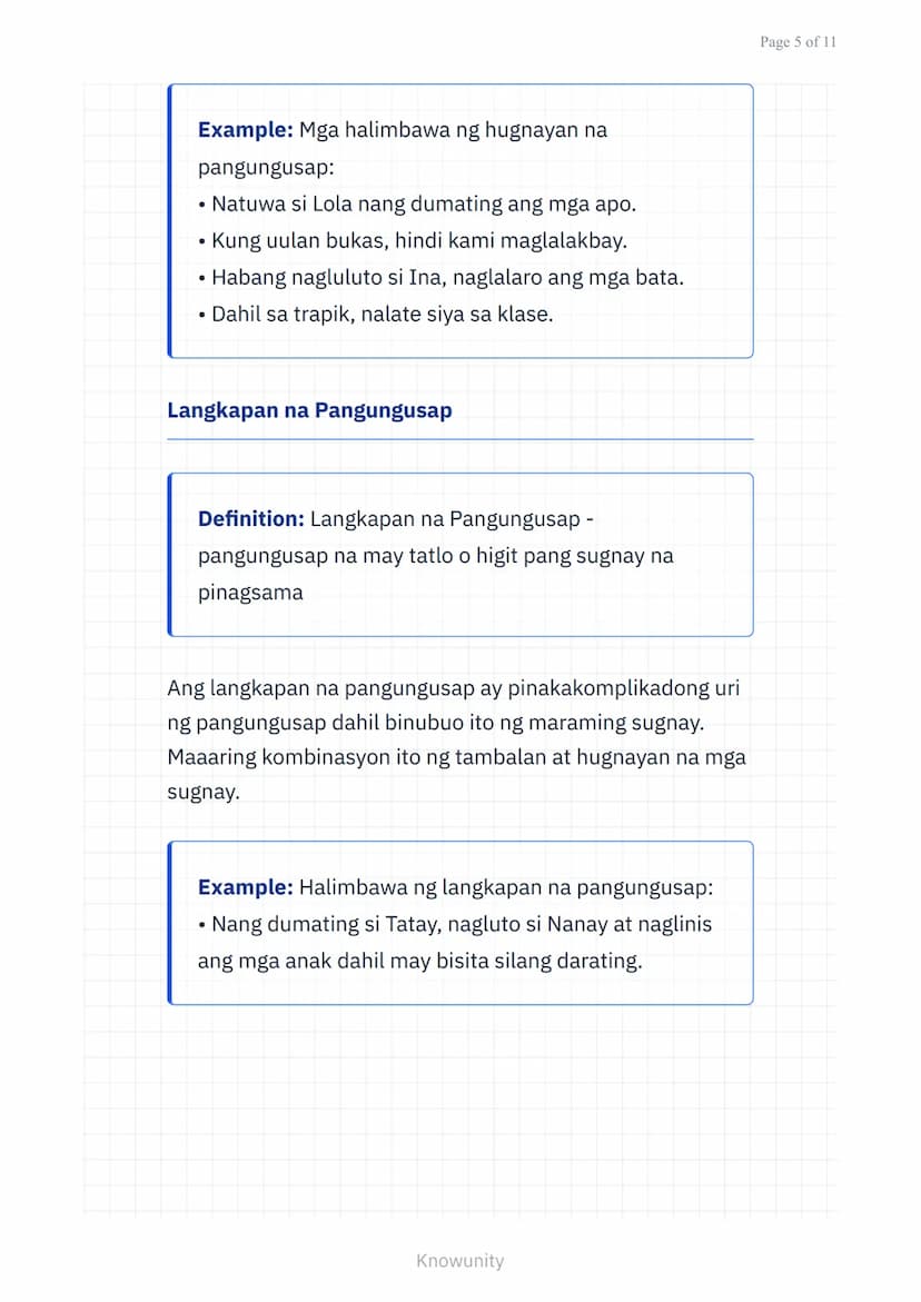 Wika at Estruktura ng Filipino: Balarila - Pangungusap at
Kayarian
Pag-aaral ng mga uri ng pangungusap at
kayarian nito sa wikang Filipino u