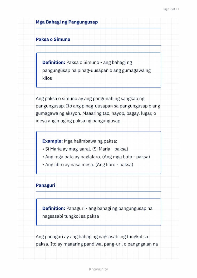 Wika at Estruktura ng Filipino: Balarila - Pangungusap at
Kayarian
Pag-aaral ng mga uri ng pangungusap at
kayarian nito sa wikang Filipino u