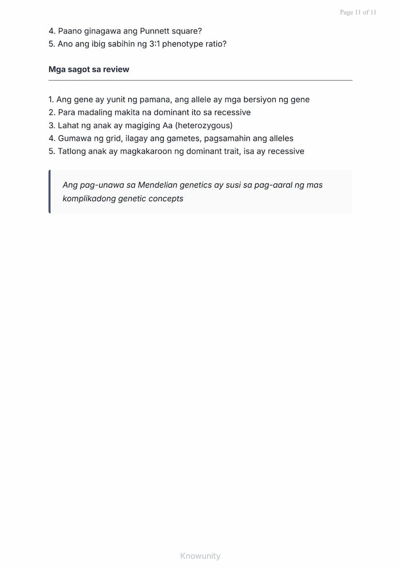 Genetika: Mga simpleng pattern ng pamana ayon kay Mendel
Pag-aaral ng mga batas ni Mendel sa pamana ng mga
katangian
Mga layuning pang-eduka