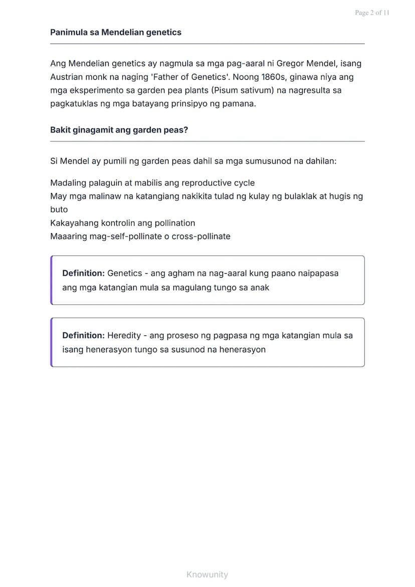 Genetika: Mga simpleng pattern ng pamana ayon kay Mendel
Pag-aaral ng mga batas ni Mendel sa pamana ng mga
katangian
Mga layuning pang-eduka