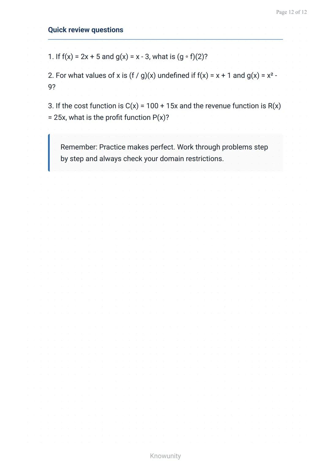 Functions and Their Graphs: Operations on Functions and Composition
Master function operations and composition with
practical examples
What 