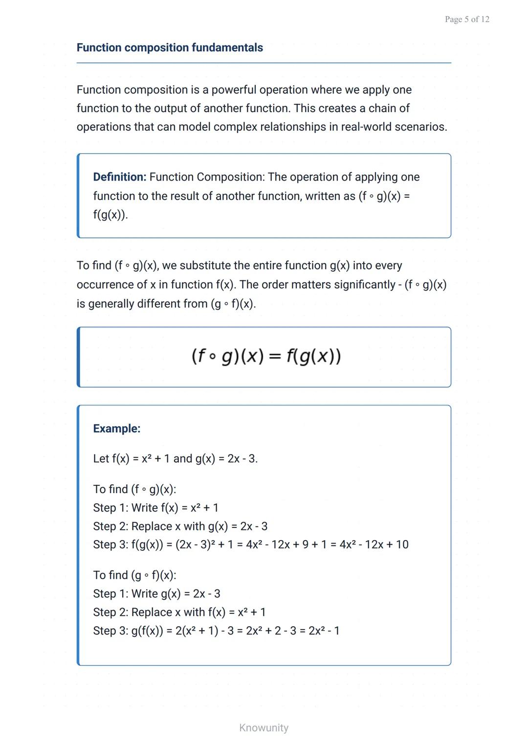 Functions and Their Graphs: Operations on Functions and Composition
Master function operations and composition with
practical examples
What 