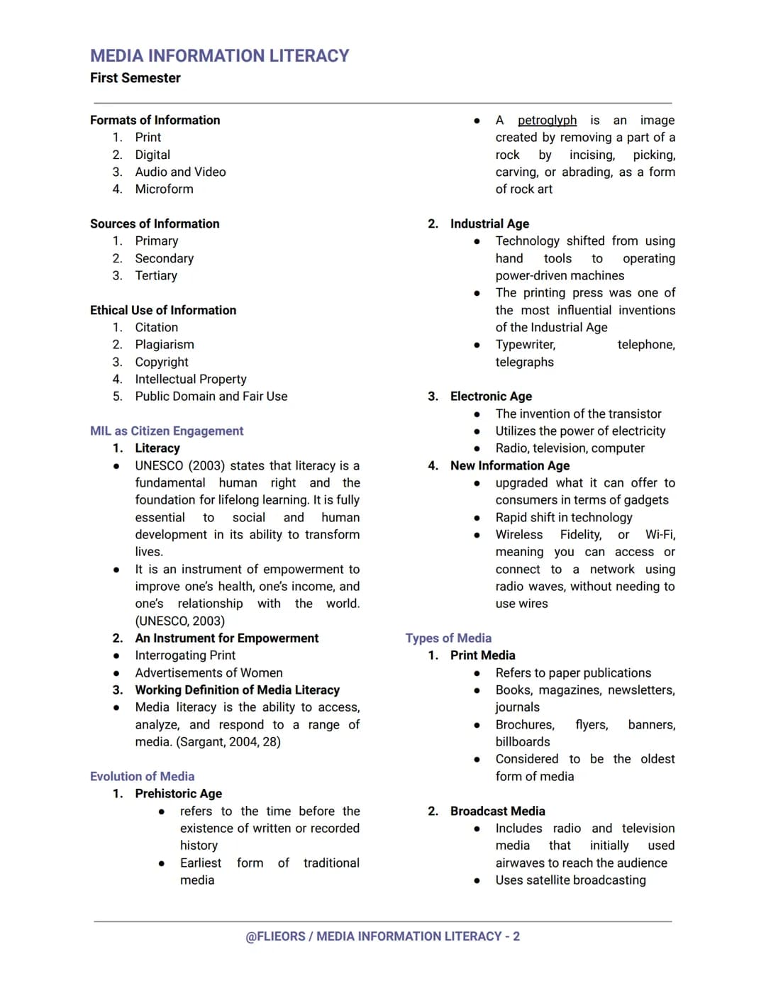 MEDIA INFORMATION LITERACY
First Semester
Media Literacy
- ability to access, analyze, evaluate, and
create media in a variety of forms
Info