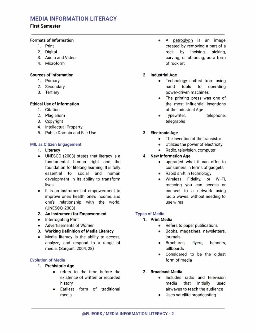 MEDIA INFORMATION LITERACY
First Semester
Media Literacy
- ability to access, analyze, evaluate, and
create media in a variety of forms
Info