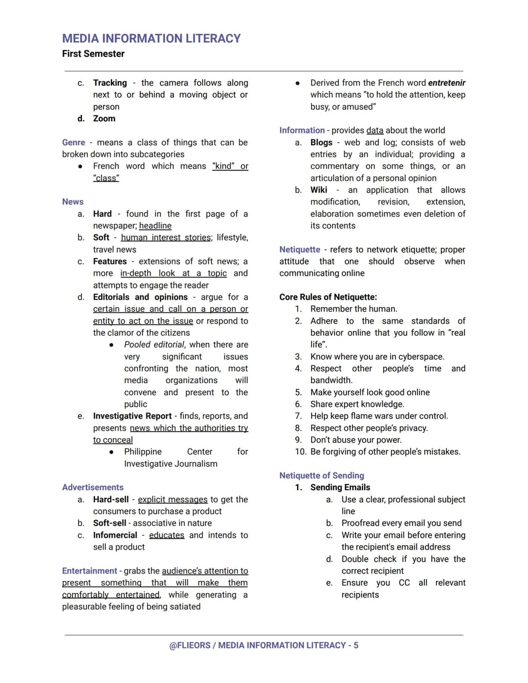 MEDIA INFORMATION LITERACY
First Semester
Media Literacy
- ability to access, analyze, evaluate, and
create media in a variety of forms
Info