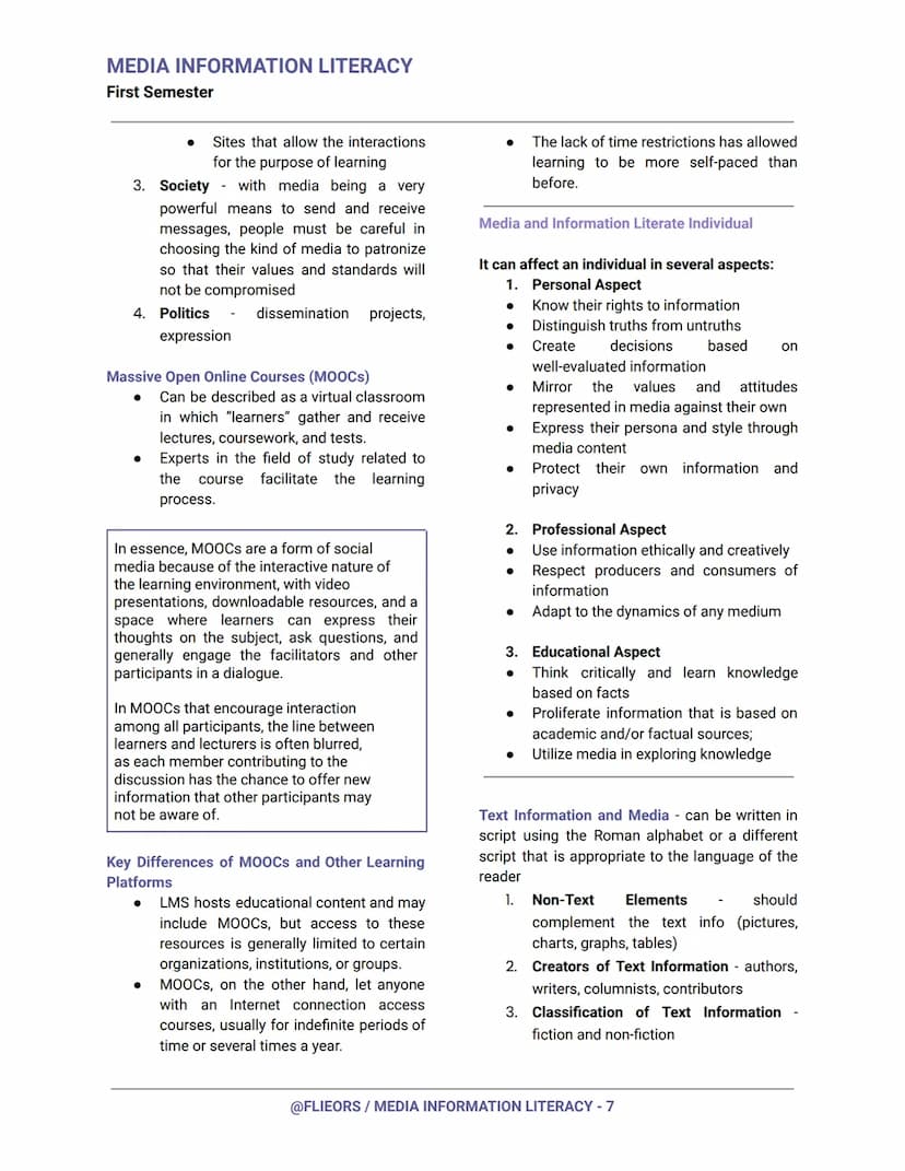 MEDIA INFORMATION LITERACY
First Semester
Media Literacy
- ability to access, analyze, evaluate, and
create media in a variety of forms
Info