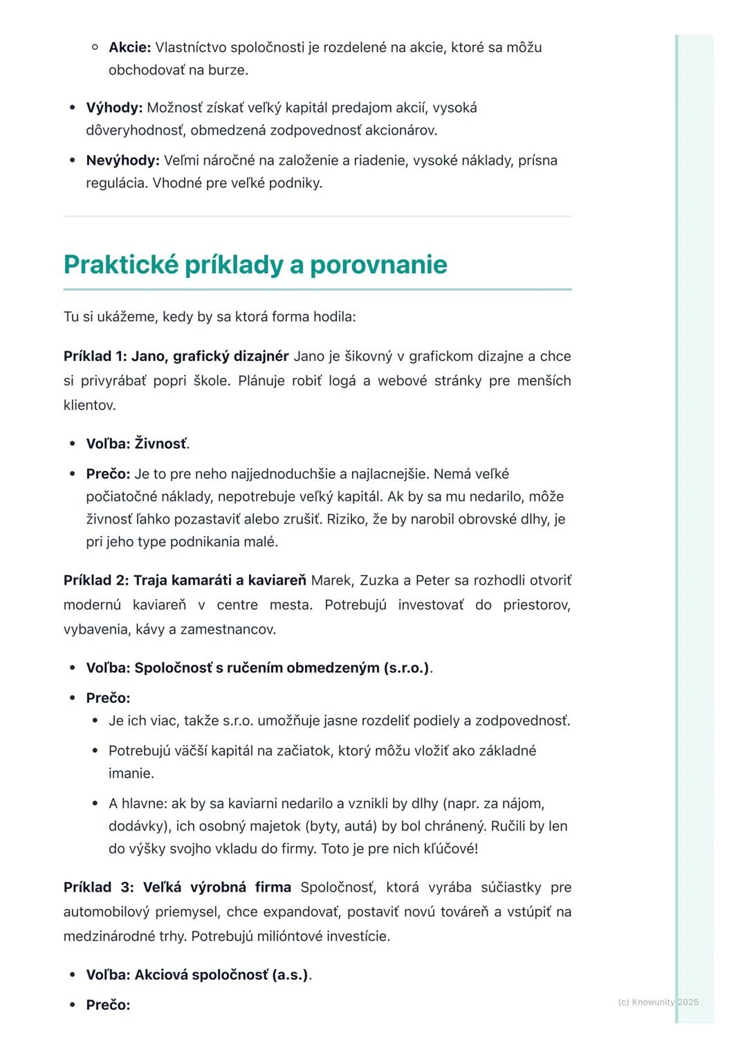 # Formy podnikania

Prehľad a úvod

Na hodine ekonómie sme sa začali učiť o podnikaní a rôznych spôsoboch, ako
môžu ľudia alebo skupiny ľudí