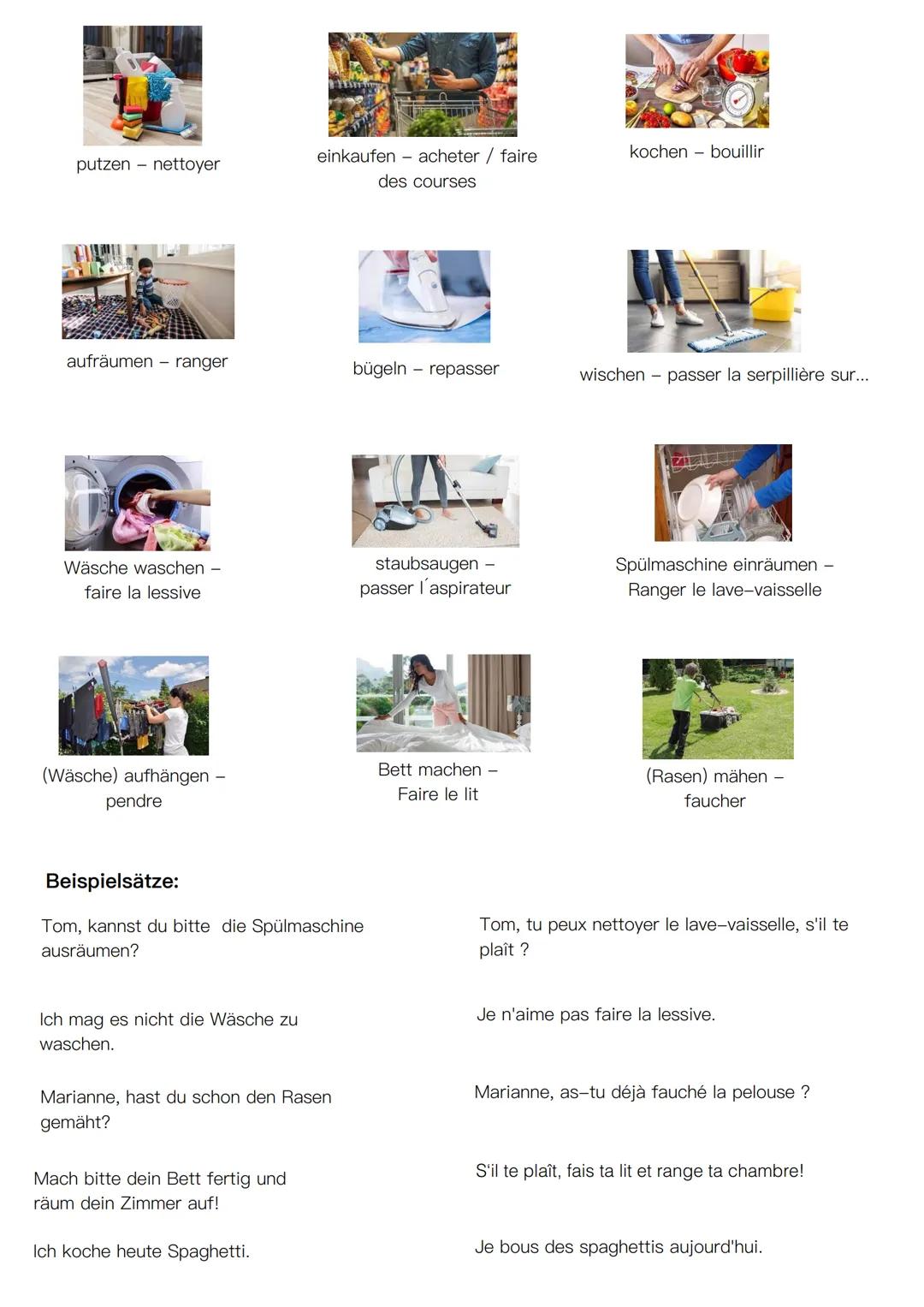  4

8

10

7

6

15

12

2

9

11

1

4

7

12

8

10

2

5

9

11

3

1

Das Haus
1- der Garten
2- die Küche
3- das Wohnzimmer
4-der Wäsche