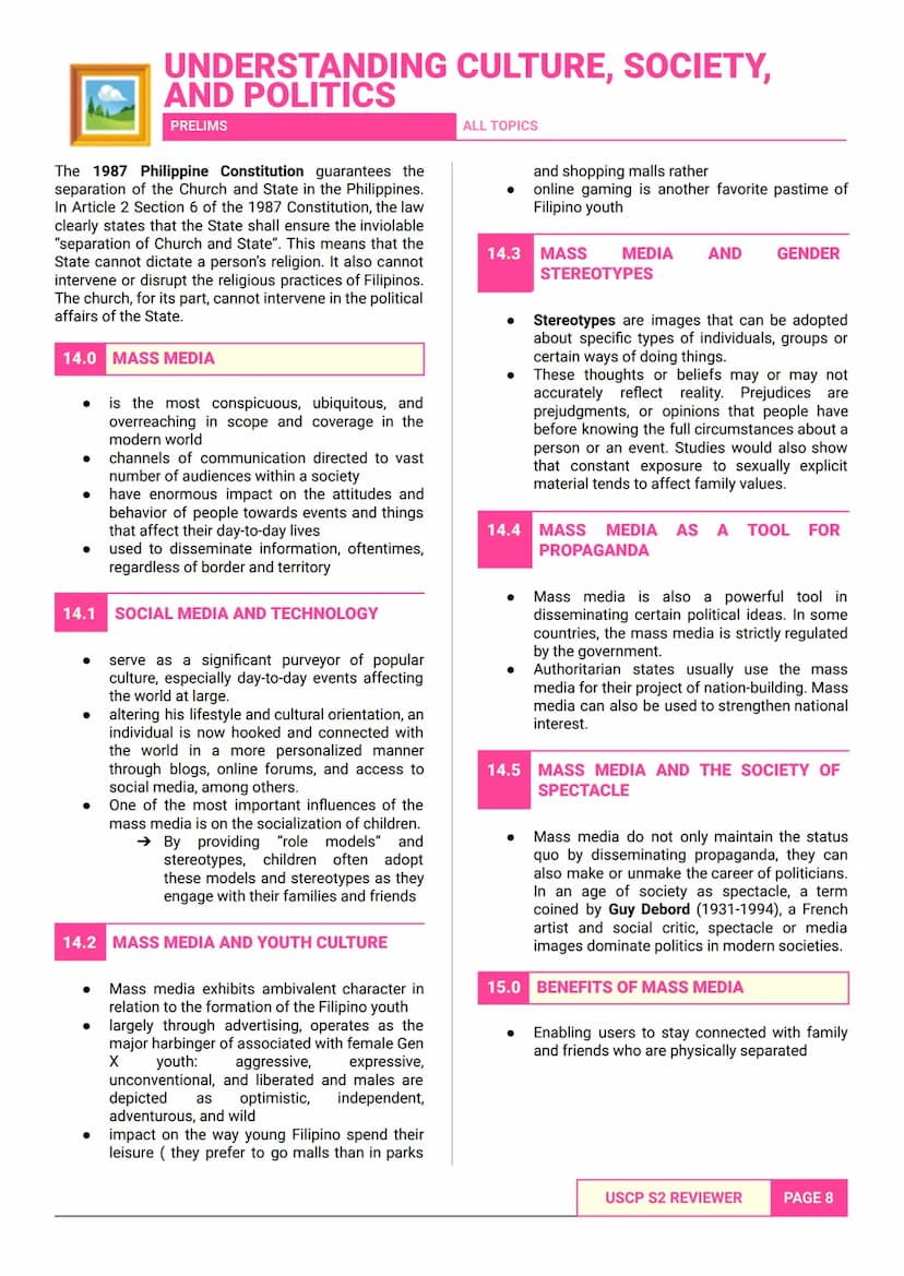 UNDERSTANDING CULTURE, SOCIETY,
AND POLITICS
PRELIMS
- SEM 2 ALL TOPICS -
ALL TOPICS
1.0 IDENTITY
* change throughout a person's life
* Cont