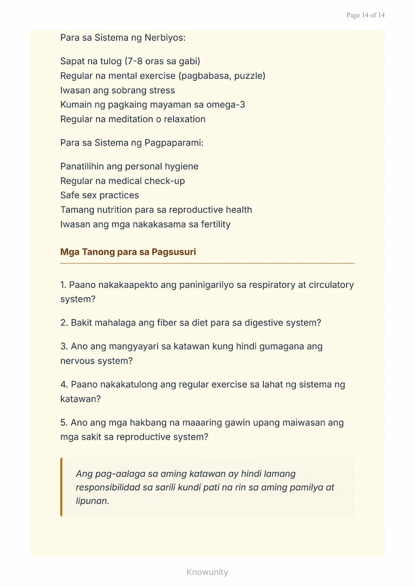 Mga Sistema ng Katawang Tao: Anatomiya, Pisyolohiya, at
Kalusugan
Pag-aaral ng limang pangunahing sistema ng
katawang tao
Mga Layuning Pang-