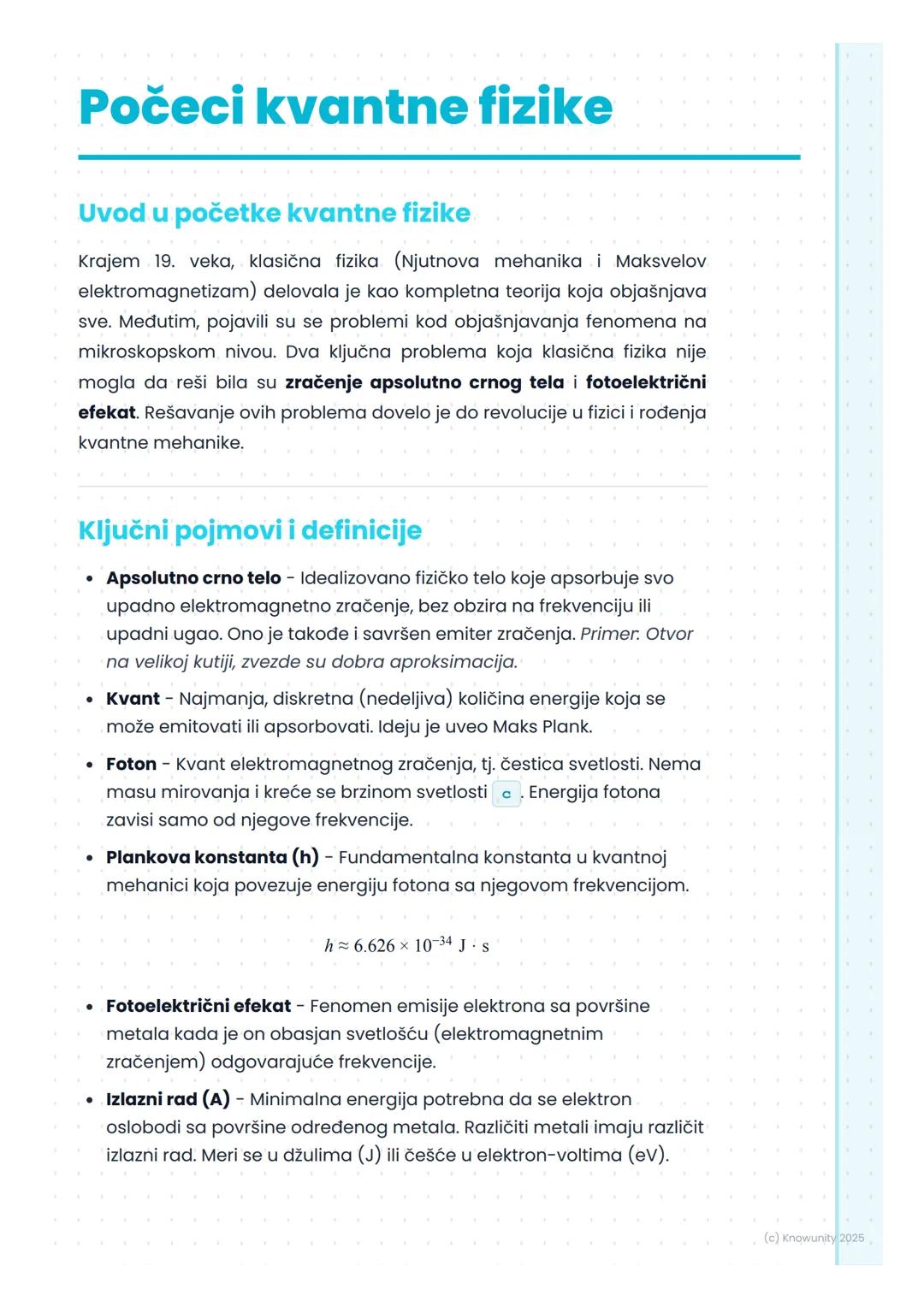 # Počeci kvantne fizike

Uvod u početke kvantne fizike

Krajem 19. veka, klasična fizika (Njutnova mehanika i Maksvelov
elektromagnetizam) d