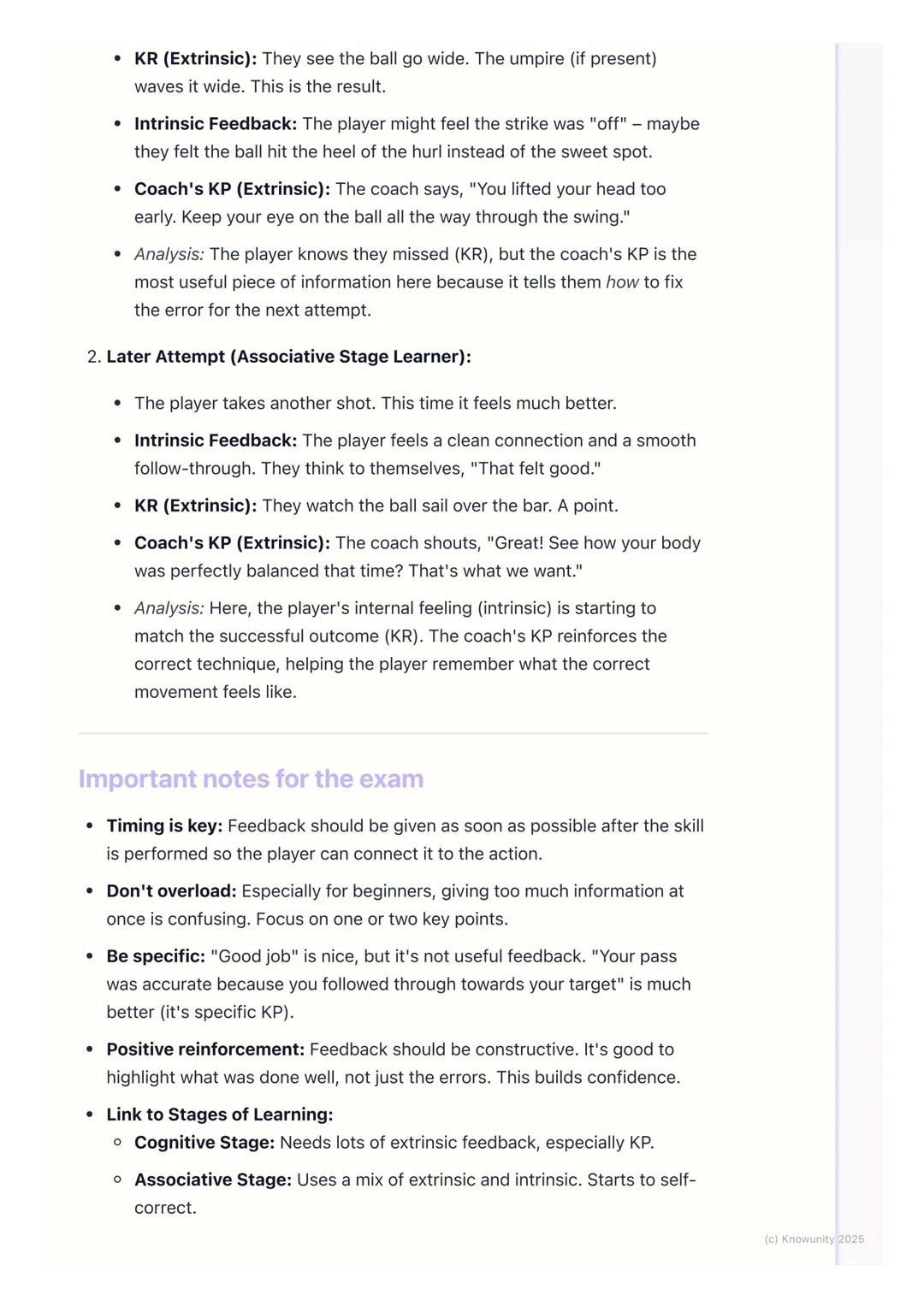 # Feedback in Skill Learning

The role of feedback in learning skills

Feedback is basically information a performer receives about their
pe