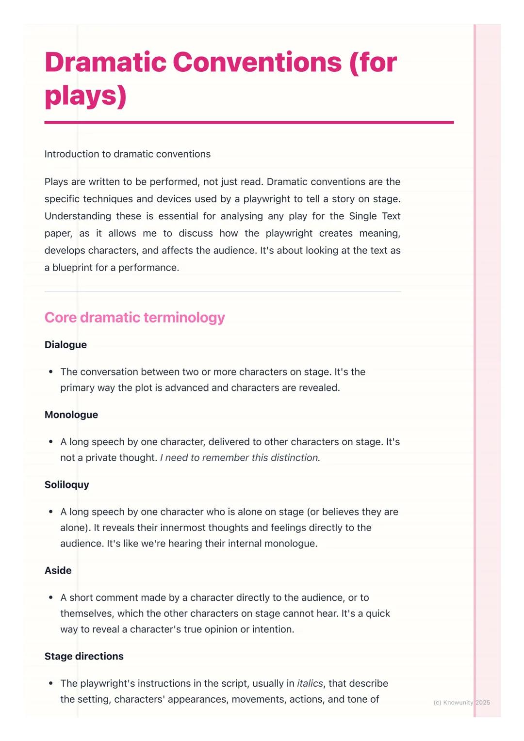 # Dramatic Conventions (for
plays)

Introduction to dramatic conventions

Plays are written to be performed, not just read. Dramatic convent