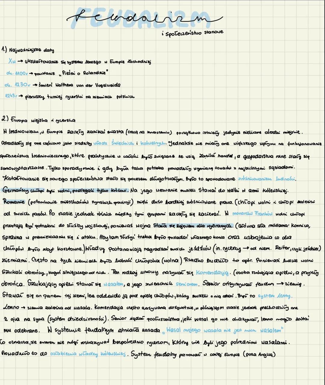 # feudalizm
i społeczeństwo stanowe

1.) Najważniejsze daty
Xw ukstartowanie się systemu lemego w Europie Zachodniej
ode. MOO powstanie Pieś