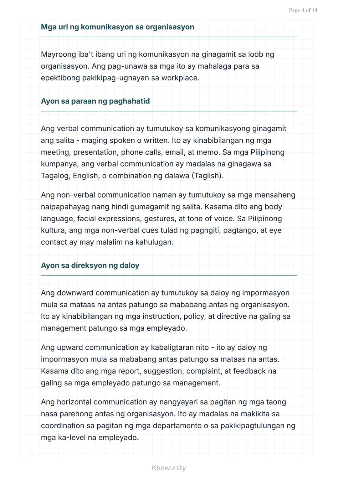 # Istruktura ng Organisasyon at Pamumuno: Komunikasyon sa loob ng Organisasyon

Pag-aaral ng komunikasyon at pakikipag-ugnayan sa organisasy
