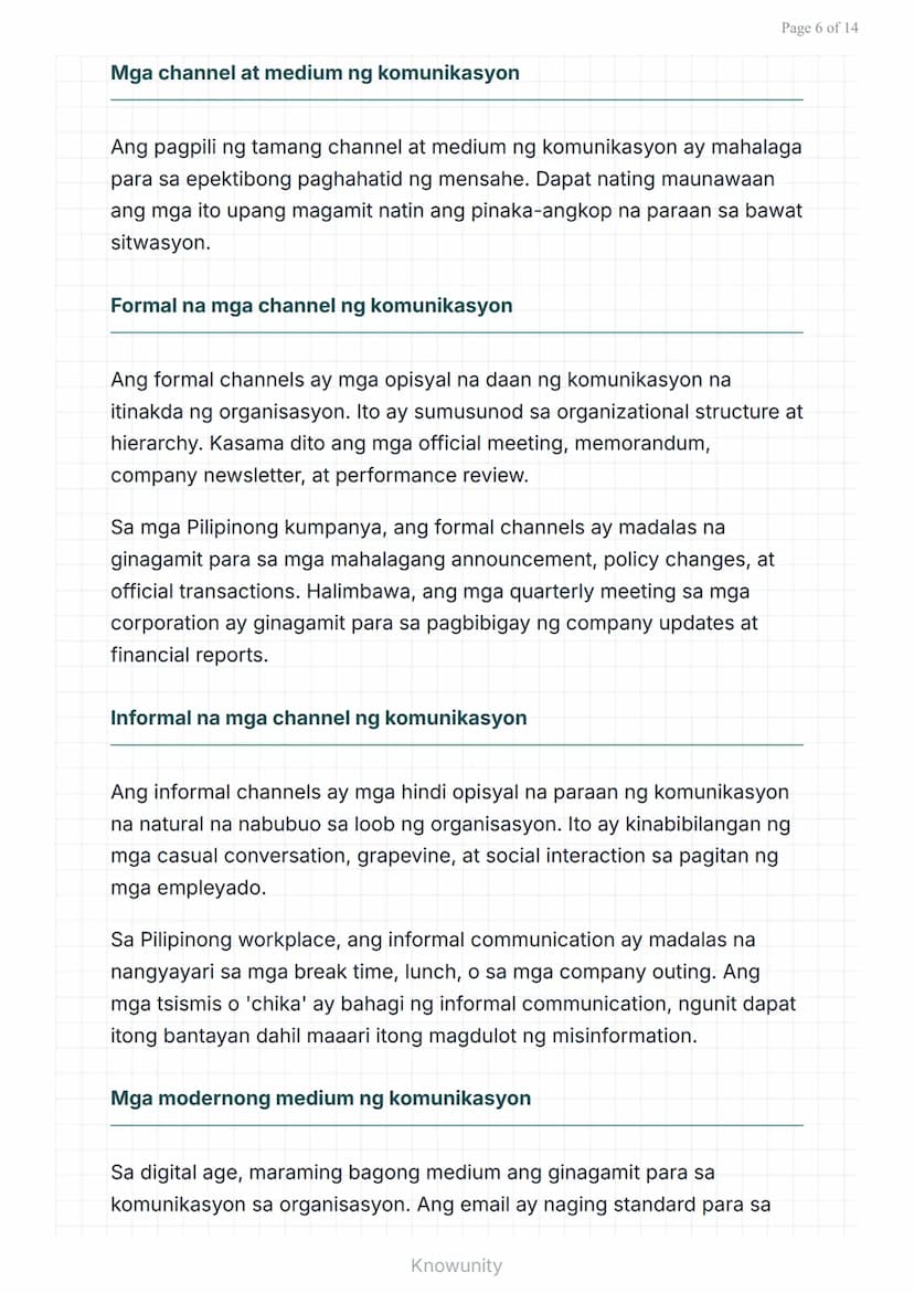 # Istruktura ng Organisasyon at Pamumuno: Komunikasyon sa loob ng Organisasyon

Pag-aaral ng komunikasyon at pakikipag-ugnayan sa organisasy