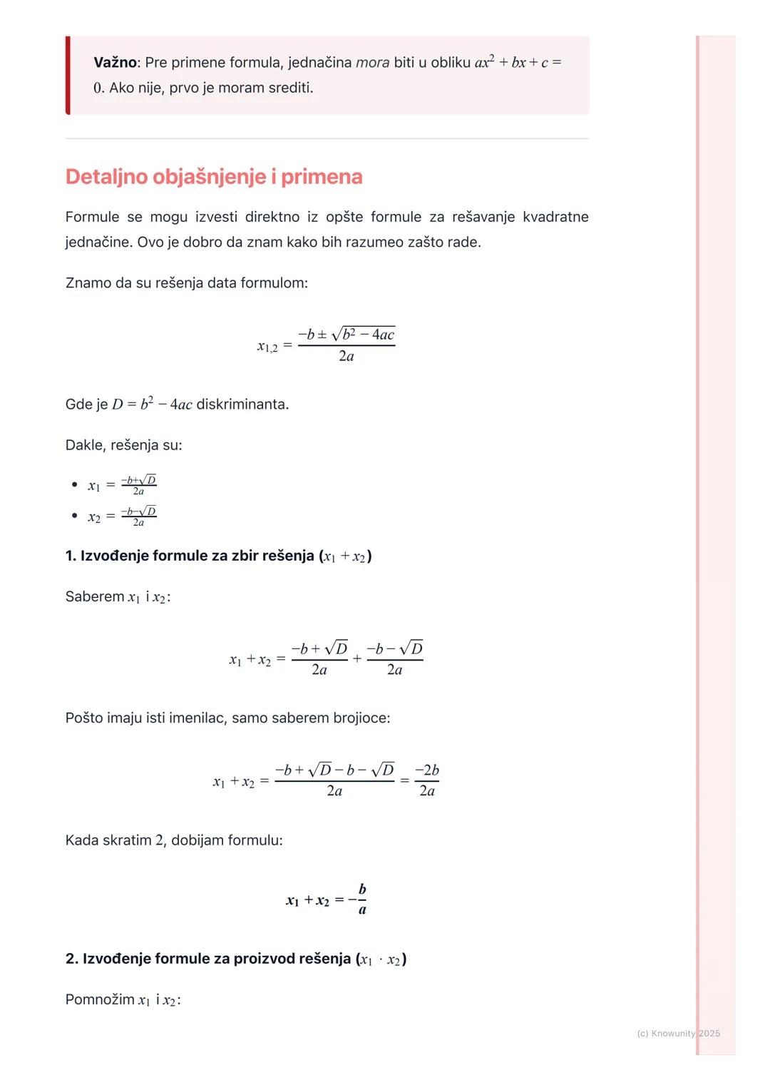 # Vijetove formule

Uvod u Vijetove formule

Vijetove formule su pravila koja povezuju rešenja (korene) kvadratne jednačine
sa njenim koefic