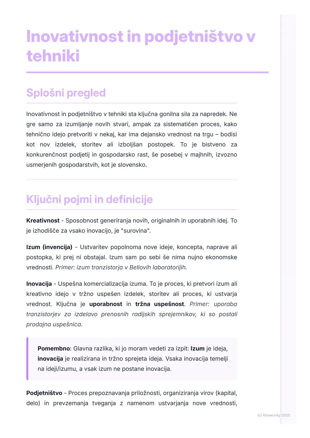 # Inovativnost in podjetništvo v
tehniki

Splošni pregled

Inovativnost in podjetništvo v tehniki sta ključna gonilna sila za napredek. Ne
g