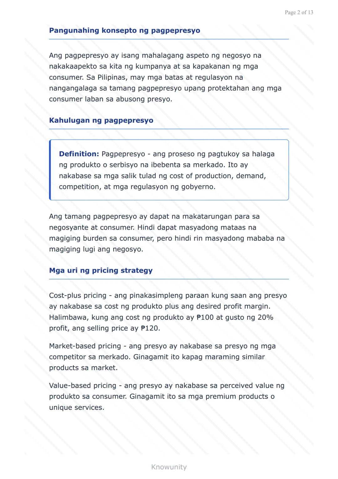 # Pagpepresyo ng Produkto at Serbisyo: Batas at Regulasyon sa Pilipinas

Pag-aaral ng mga batas at regulasyon sa pagpepresyo sa Pilipinas

#