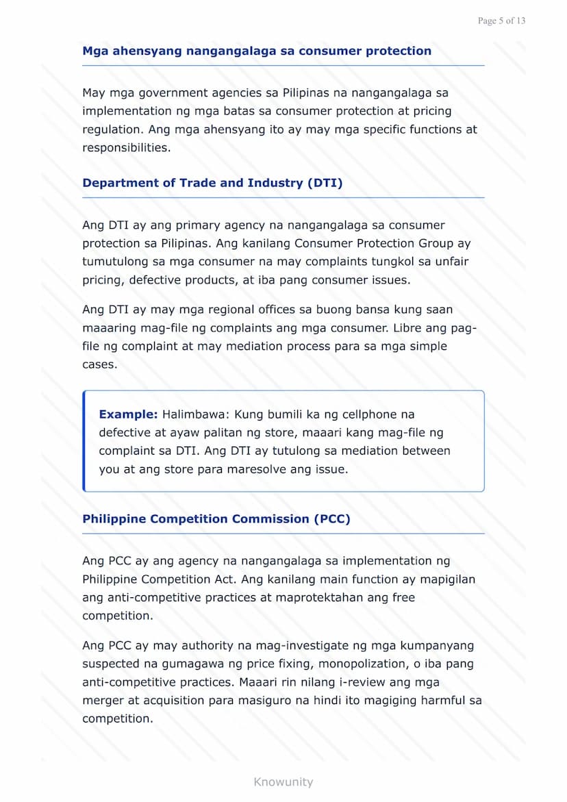 # Pagpepresyo ng Produkto at Serbisyo: Batas at Regulasyon sa Pilipinas

Pag-aaral ng mga batas at regulasyon sa pagpepresyo sa Pilipinas

#