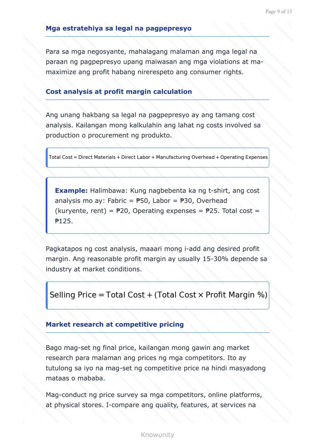 # Pagpepresyo ng Produkto at Serbisyo: Batas at Regulasyon sa Pilipinas

Pag-aaral ng mga batas at regulasyon sa pagpepresyo sa Pilipinas

#