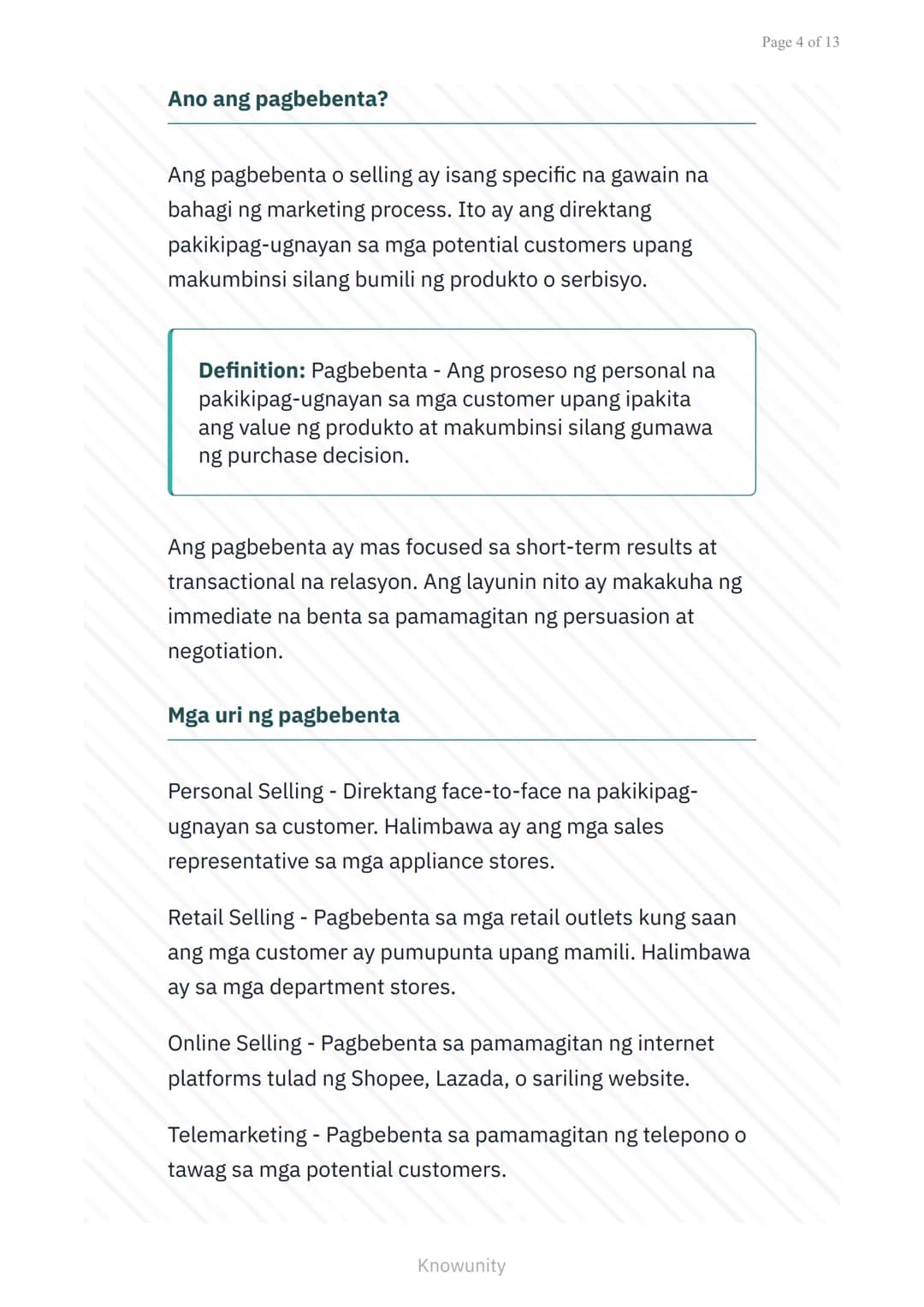 Panimulang Konsepto ng Marketing: Marketing vs
Pagbebenta vs Advertising
Pagkakaiba at ugnayan ng marketing,
pagbebenta, at advertising
Mga 