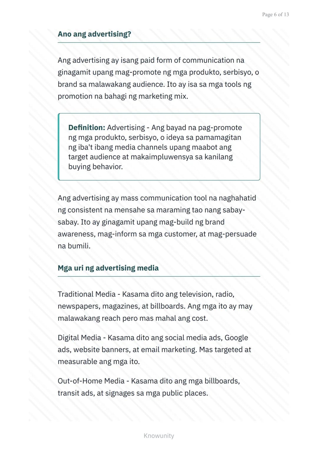 Panimulang Konsepto ng Marketing: Marketing vs
Pagbebenta vs Advertising
Pagkakaiba at ugnayan ng marketing,
pagbebenta, at advertising
Mga 