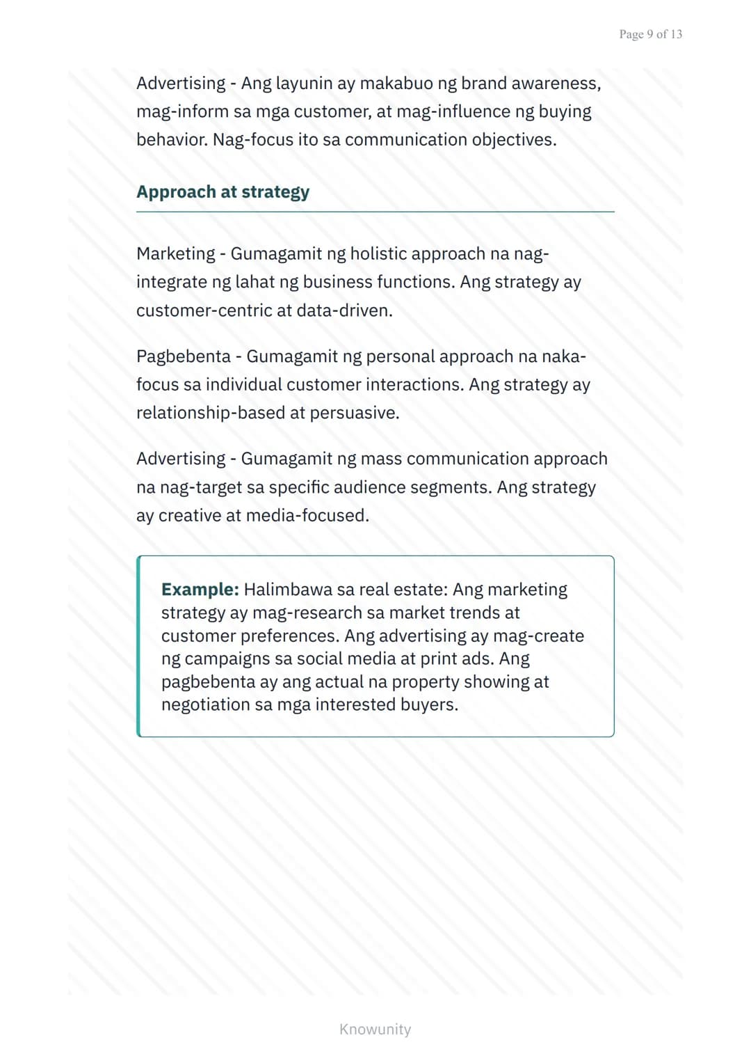 Panimulang Konsepto ng Marketing: Marketing vs
Pagbebenta vs Advertising
Pagkakaiba at ugnayan ng marketing,
pagbebenta, at advertising
Mga 