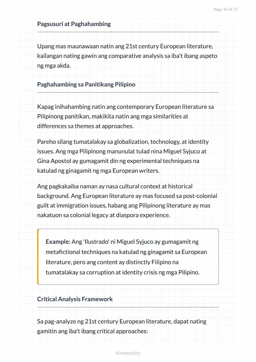 Panitikang Pandaigdig sa 21st Century: Panitikan mula sa Europa
Pag-aaral ng makabagong panitikan mula sa
Europa sa ika-21 siglo
Mga Layunin