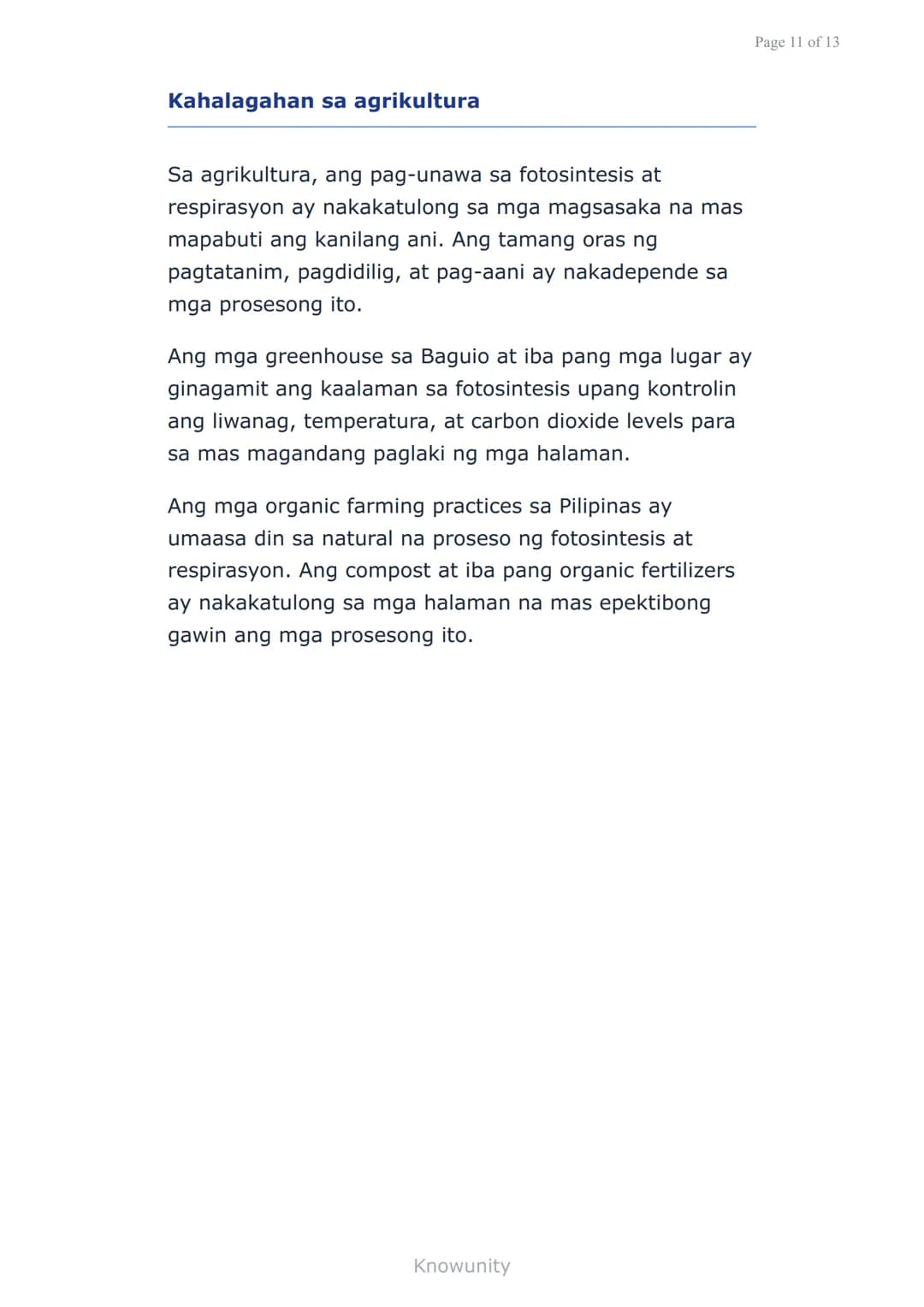 Sustansiya at Enerhiya sa mga Organismo:
Fotosintesis at Respirasyon
Pag-aaral ng proseso ng fotosintesis at
respirasyon sa mga halaman
Mga 