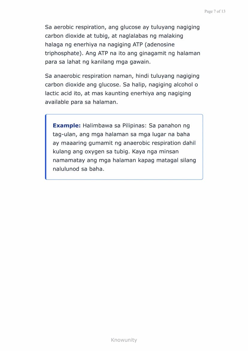 Sustansiya at Enerhiya sa mga Organismo:
Fotosintesis at Respirasyon
Pag-aaral ng proseso ng fotosintesis at
respirasyon sa mga halaman
Mga 
