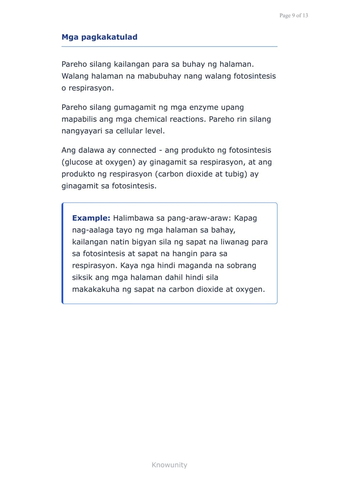 Sustansiya at Enerhiya sa mga Organismo:
Fotosintesis at Respirasyon
Pag-aaral ng proseso ng fotosintesis at
respirasyon sa mga halaman
Mga 