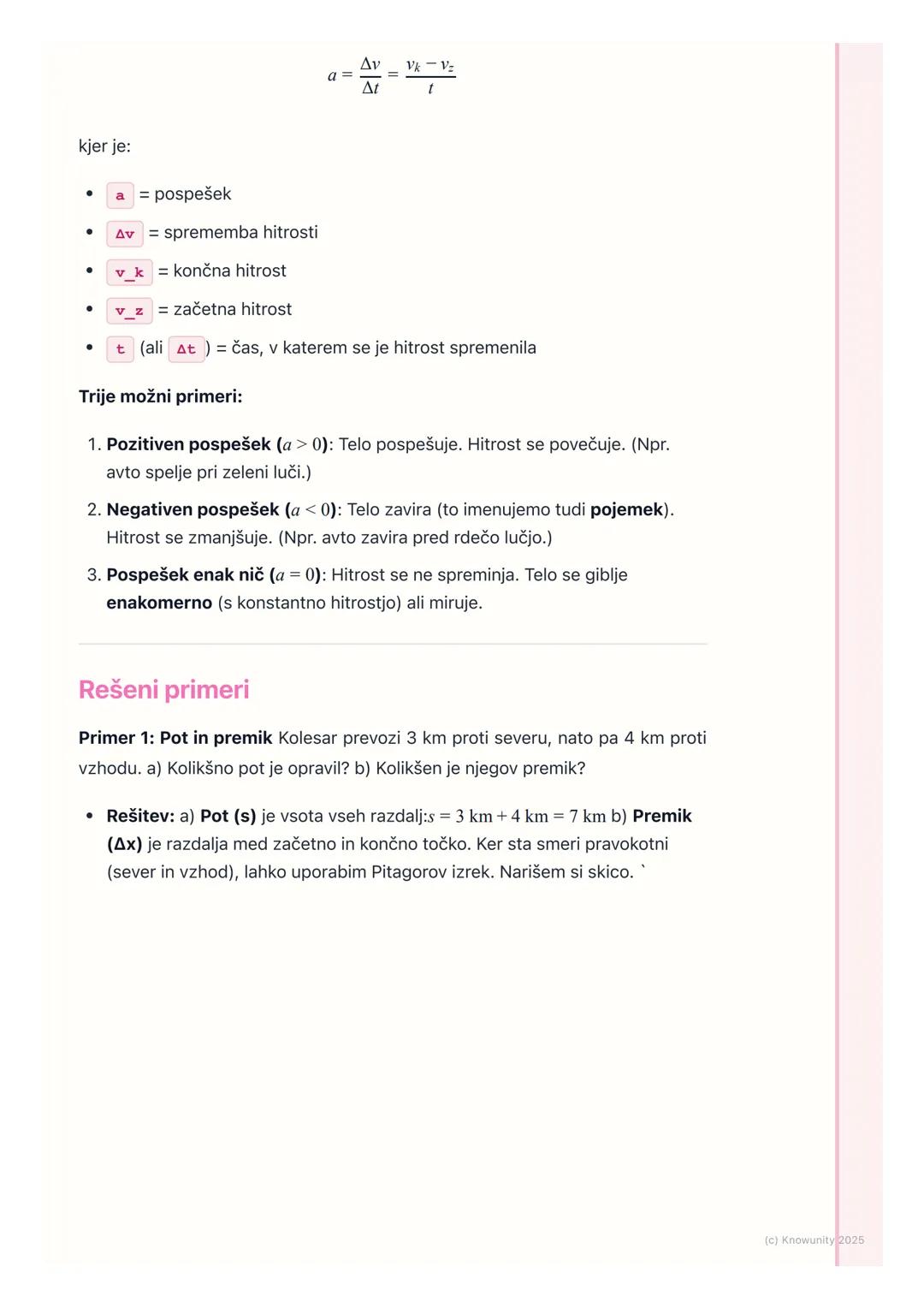 ## 2.2. Pot, premik, hitrost in
pospešek

Uvod v osnovne kinematične količine

Kinematika je del fizike, ki opisuje gibanje teles, ne da bi 