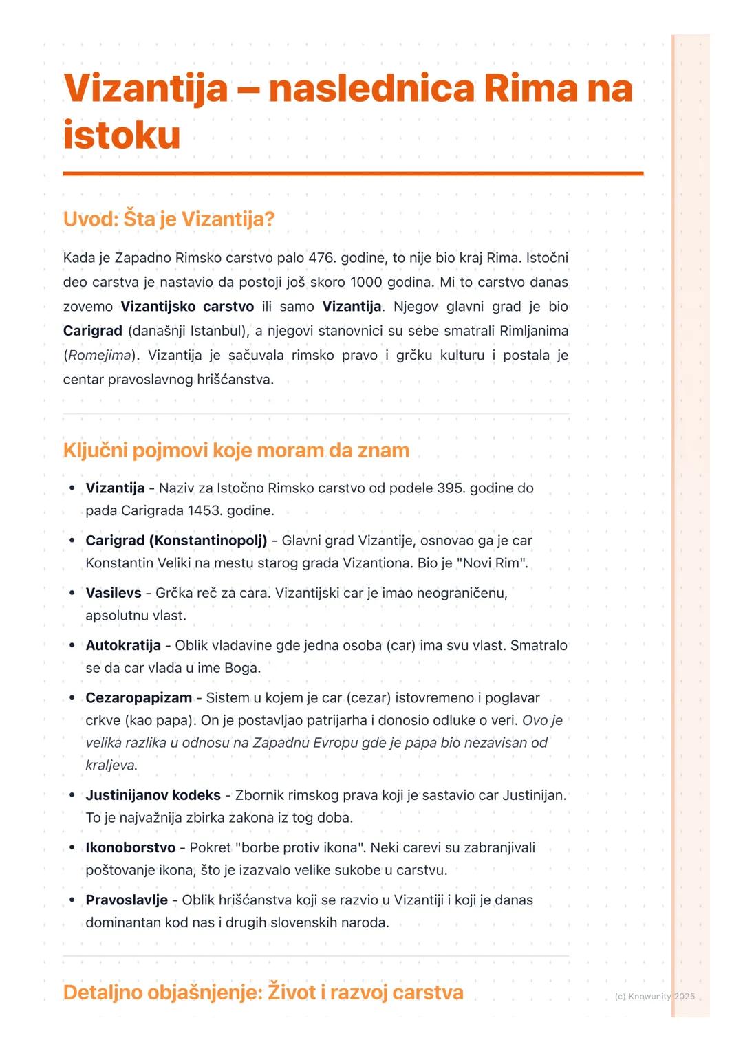 # Vizantija - naslednica Rima na
istoku

Uvod: Šta je Vizantija?

Kada je Zapadno Rimsko carstvo palo 476. godine, to nije bio kraj Rima. Is