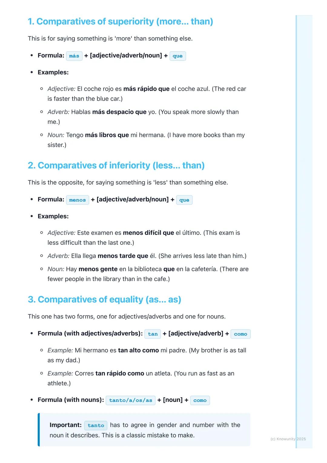 # Comparatives and
Superlatives

## Introduction to comparisons

Okay, so this is all about how to compare things in Spanish. It's used for 