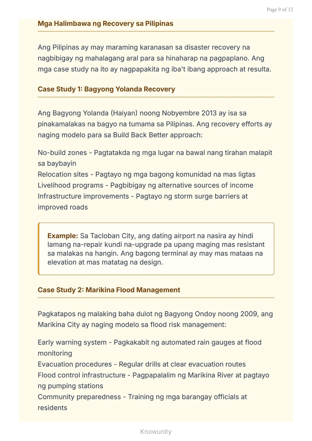 Pagbangon at Pagpapanumbalik: Pagpaplano para sa Kinabukasan
Pag-aaral ng recovery at rehabilitation sa disaster
management
Mga Layuning Pan