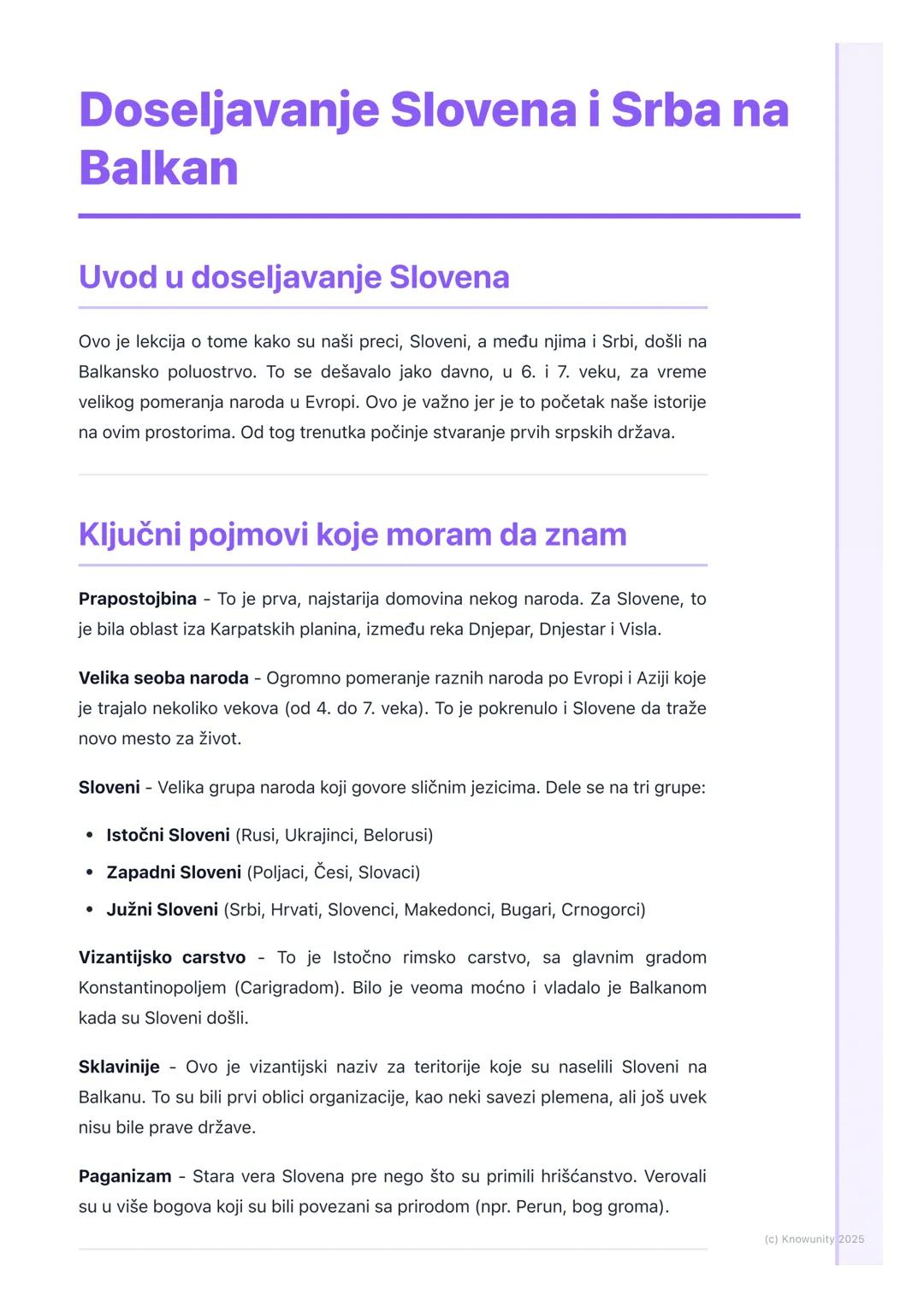 # Doseljavanje Slovena i Srba na
Balkan

## Uvod u doseljavanje Slovena

Ovo je lekcija o tome kako su naši preci, Sloveni, a među njima i S