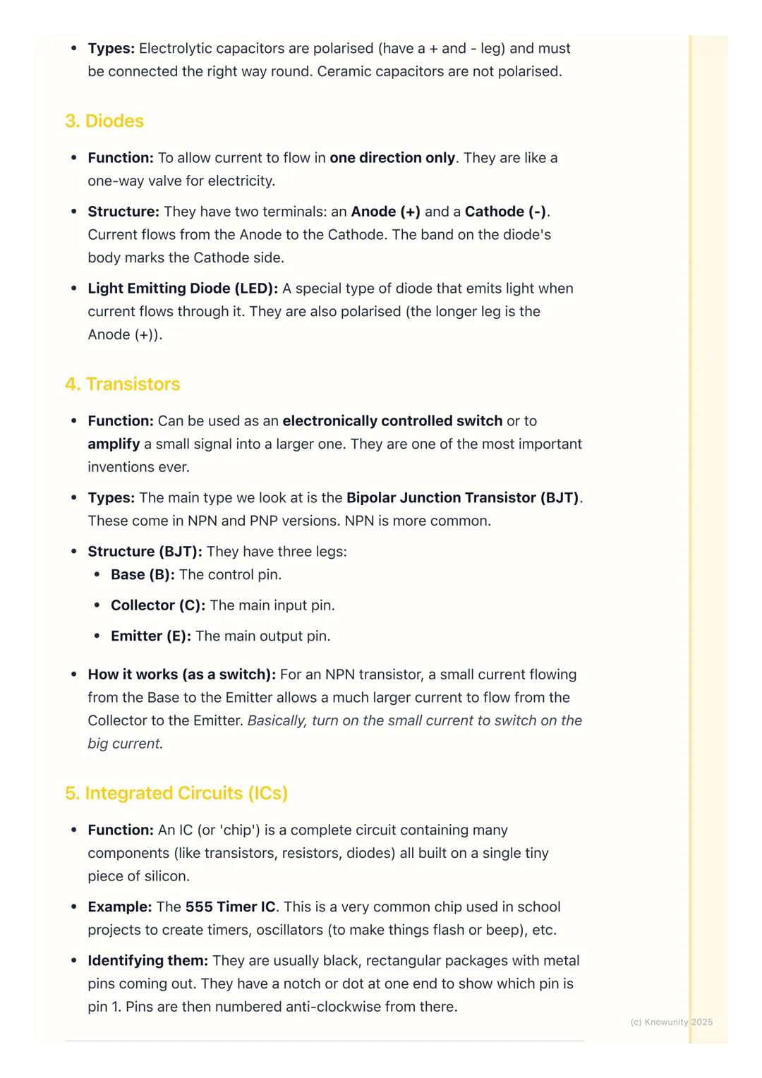 # Electronic Components

An introduction to electronic components

Electronic components are the basic building blocks used to create electr