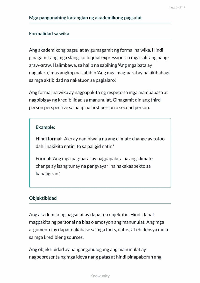 # Pag-unawa sa Akademikong Diskurso: Katangian ng Akademikong Pagsulat

Pag-aaral ng mga katangian at elemento ng akademikong pagsulat

## M